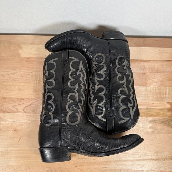 Tony Lama Black Label Lizard Cowboy Boots Men 11 B Western Exotic Leather main image 9
